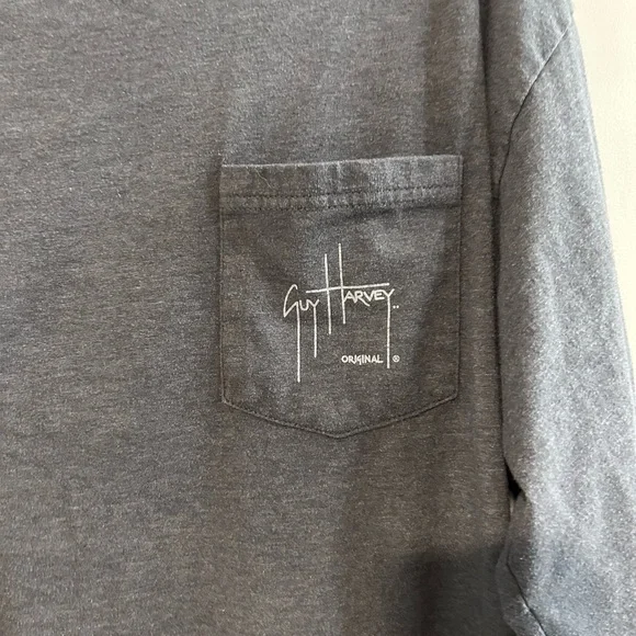 Guy Harvey Charcoal Long Sleeve Men's Tee - Picture 2 of 6